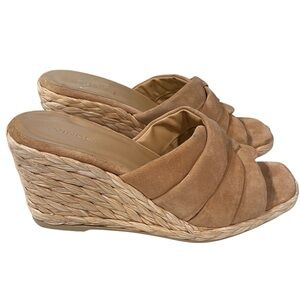 VINCE Gilian Suede Wedge Sandal Nude Size 9